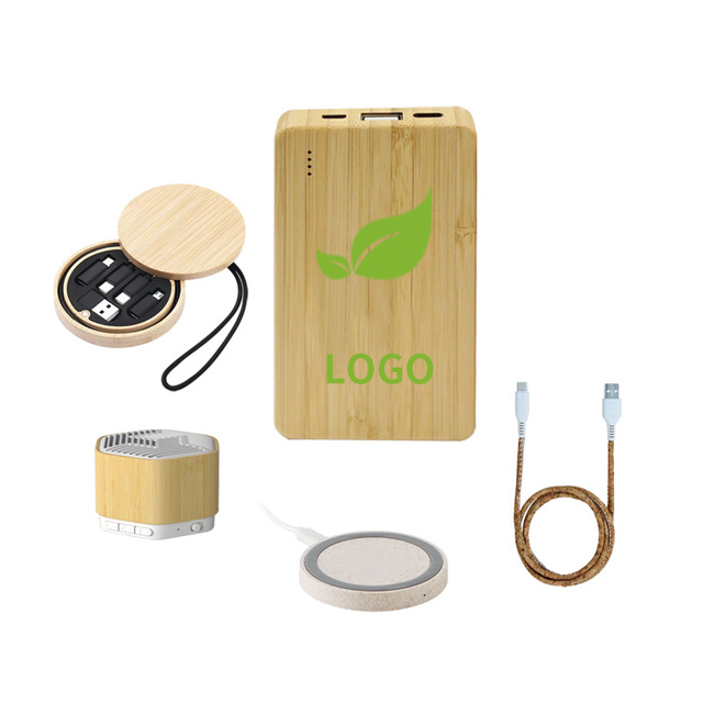 2025 Eco-friendly Products Wooden Bamboo Sustainable Reusable Custom Logo Electronics Gift Set for Enviroment