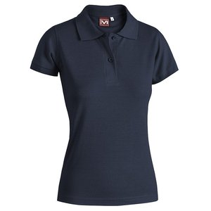 Camiseta de punto transpirable de talla L para Polo azul para mujer con decoración de logotipo informal formal de longitud corta - Product Image 2