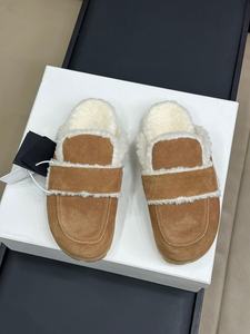 High-quality <b>women's</b> woolen warm <b>slippers</b> with high-quality anti-slip outdoor design and fashionable embroidery andfluffytexture - Product Image 3