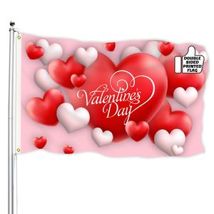 3x5 Ft Happy Valentines Day Pennant <b>Flag</b> Single Layer Polyester with Two Brass Grommets for Indoor and Outdoor Hanging Decor - Product Image 3