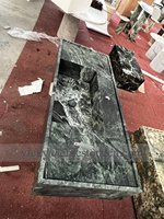 Évier rectangulaire de luxe en marbre vert poli avec piédestal, lavabo en marbre