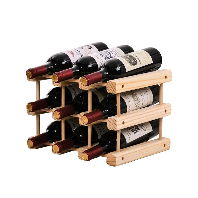Natural Pine Red Wine Rack Free Standing Wine Bottle Holder Cabinet Shelf Natural Bamboo European Wine Display Shelf