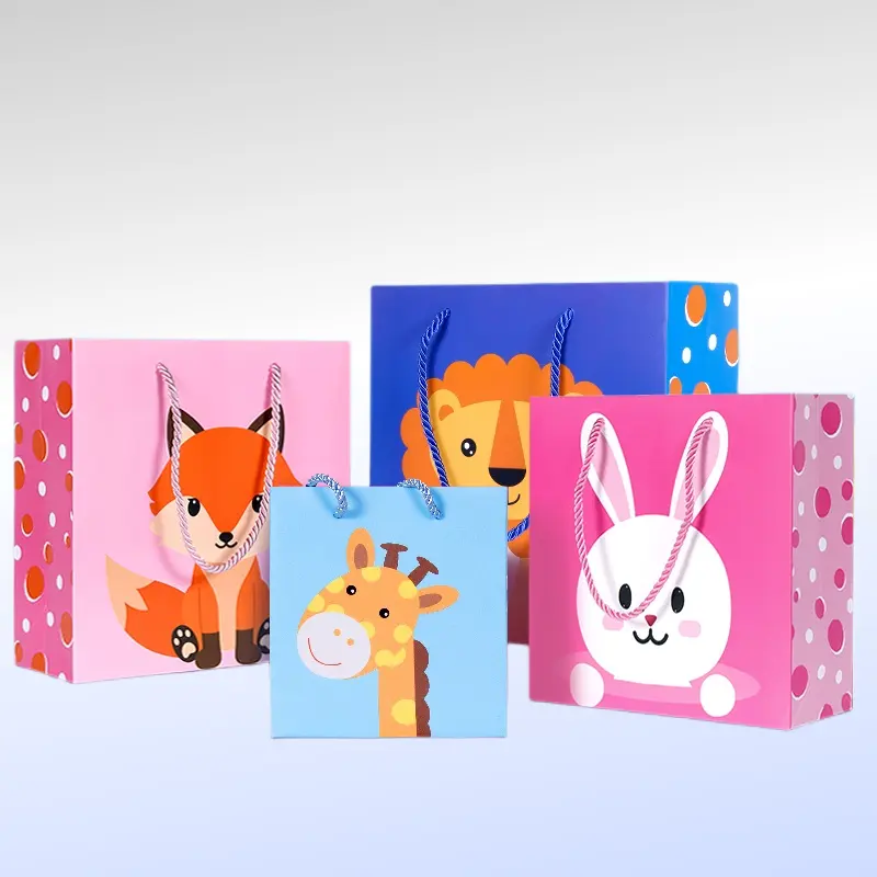 Imballaggio regalo di tendenza della moda più venduto stampa di vari sacchetti regalo per lo Shopping per bambini con unicorno rosa