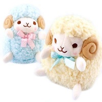 Peluche Mouton en Forme d'Agneau, Jouet en Peluche Doux et Mignon Bleu/Jaune, Cadeau pour Enfants Garçons et Filles, Décoration Maison, Doux et Confortable, Polyester, 15CM