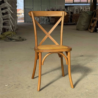 Chaise de salle à manger en bois massif avec dossier croisé confortable pour hôtels, salons, usage intérieur/extérieur