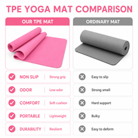 Tapis de yoga antidérapant en TPE, texture feuille, coussin pour étirements en extérieur, voyage, fitness et bien-être à domicile, 183*61CM