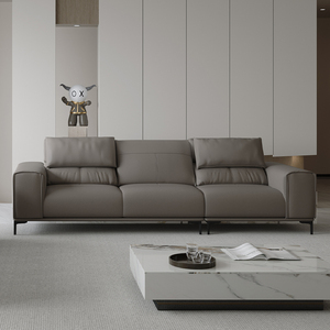 Sang Trọng Hiện Đại 3-Chỗ Ngồi Da Chính Hãng <span class=keywords><strong>Sofa</strong></span> Giường Sang Trọng Màu Trắng Đồ Nội Thất Phòng Khách Miếng Bọt Biển Quảng Đông Nhà Máy OEM/ODM Cho Khách Sạn - Product Image 2