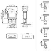 Interrupteur à bascule KCD1-110 9,5*21mm, 2 broches, 2 positions, mini interrupteur plat multicolore pour petits appareils électroménagers