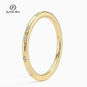 Luxeora 9 k14k 18K tinta unita giallo rosa oro bianco taglio rotondo eternità laboratorio anello di diamanti Design aperto regalo di nozze perfetto per lei - Product Image 2