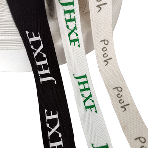 Bán buôn bông <span class=keywords><strong>Ribbon</strong></span> tùy chỉnh 2 cm 3/4 inch xương cá tự nhiên dây đeo bông màu đen logo in cho túi xách - Product Image 4