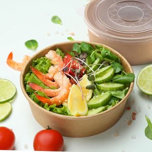 18oz-46oz Degradable Recyclable BPA Free Kraft Paper Disposable Bowl Lid Microwavable Dishwasher Safe <b>Takeaway</b> Food <b>Container</b> - Product Image 4