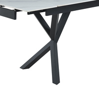 Mesa de Comedor Extensible Gris Moderna con Diseño Elegante y Patas Estables para Uso en el Hogar, Hotel y Oficina