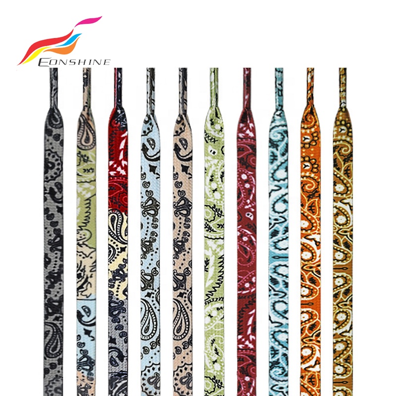 Flat Double Layer Shoelace 8mm Width Polyester Flower Shoe Strings Paisley Shoelaces for Shoe