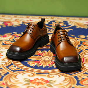 Nouvelles chaussures en cuir marron décontractées à bout pointu pour hommes, chaussures habillées formelles en cuir de vachette véritable de première qualité, à enfiler - Product Image 6