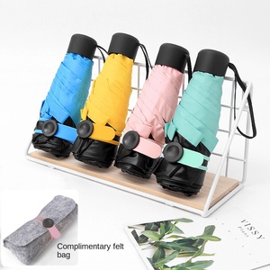 Parapluie de poche compact et portable, anti-UV, en caoutchouc noir, à cinq plis et six baleines, pour femmes, pour fabricants - Product Image 2