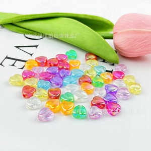 Perles acryliques irisées en forme de cœur colorées 9 mm, perles en vrac pour la fabrication de bracelets et de colliers DIY, fournitures artisanales - Product Image 3