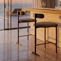 Tabouret de bar moderne en métal, chaise haute de luxe en cuir, tabourets de bar minimalistes pour îlot de cuisine, chaise de café bistro