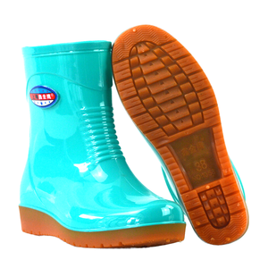 Botas de Lluvia de PVC para Mujer, de Tacón Bajo, Punta Redonda, Impermeables, de Secado Rápido, para Verano, Otoño e Invierno, al por Mayor - Product Image 1