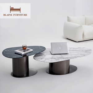 Tavolino <span class=keywords><strong>da</strong></span> Caffè Minimalista in Stile Wabi-Sabi con Piano in Marmo, Tavolino Laterale Unico e Semplice per Arredamento Soggiorno - Product Image 2