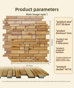 Panel de Pared 3D de Mosaico de Madera Maciza Hecho a Mano, con Diseño de Bambú Natural, para Decoración de Interiores de Sala de Estar, <span class=keywords><strong>TV</strong></span>, Hotel - Product Image 6