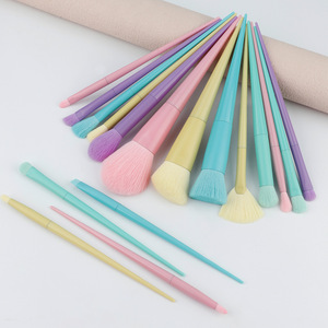 17 Pc Colorful Makeup <b>Brush</b> Set Synthetic Fiber Face Beauty Tools For Foundation Application - Product Image 3