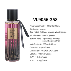 น้ำหอมสำหรับผู้หญิง V.V.LOVE ขนาด 250 มล. กลิ่นฟลอรัลฟรุ๊ตตี้อูด บอดี้เฟรแกรนซ์มิสต์และสเปรย์ โรงงานรับผลิตแบรนด์ส่วนตัว OEM/ODM - Product Image 5
