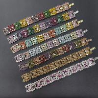 Bracelet à maillons larges en zircon motif floral entrelacé, ton métallique assorti, prix de gros, lot en vrac, petite série personnalisée