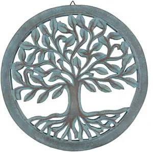 Handcrafted Wooden Carved Tree of Life Wall Decor Hanging Art