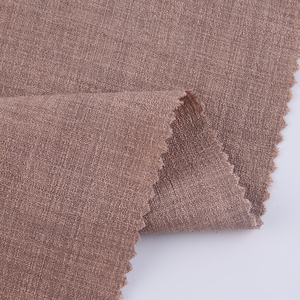 Venta al por mayor 140GSM 100% Poliéster Liso teñido de punto Lino Look Effect Loris Stretch Scuba Crepe Fabric para pantalones de vestir - Product Image 1