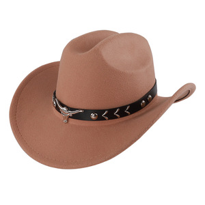 Sombrero de Vaquero con Cinturón de Cabeza de Toro, Accesorio de Moda, Protección Solar, Cálido, Resistente al Viento, Poliéster, Primavera 2025 - Product Image 3