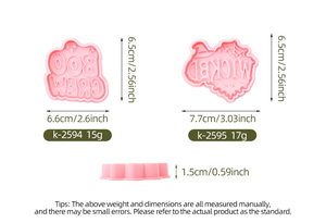 Serie de Halloween personalizado 3D molde de galleta de dibujos animados Tumba de plástico calabaza <span class=keywords><strong>Cuervo</strong></span> calavera diseño impreso para galletas DIY - Product Image 6