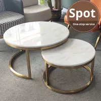 Table Basse Multifonctionnelle en Acier Inoxydable et Pierre, Style Nordique Luxe Léger, Haute et Basse, pour Hôtel, Restaurant, Maison