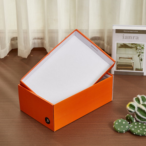 Logo personnalisé emballage pliable en papier kraft vide boîte à chaussures en carton boîte de rangement carrée pour baskets bottes - Product Image 4