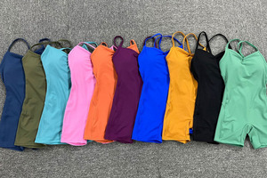 SHINBENE senza maniche un pezzo indietro Hollow allenamento Yoga Fitness tute corte tute da donna - Product Image 2