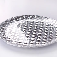 Assiette de service en verre tissé argenté électrolytique, technique de cuisson au four, motif incrusté d'or, cadeau d'affaires écologique