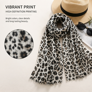 Custom Printed Modal Scarf Soft Lightweight Leopard Pattern <b>Shawl</b> <b>Wrap</b> for Women OEM ODM Manufacturer - Product Image 3