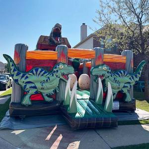 Château gonflable commercial personnalisé sur <span class=keywords><strong>le</strong></span> thème des dinosaures, grand château gonflable Dino Park avec toboggan - Product Image 3