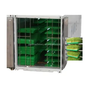 Hot bán 1500kg mỗi ngày tự động động vật thức ăn gia súc nảy mầm container thủy canh lúa mạch phát triển hệ thống với màu xanh lá cây khay