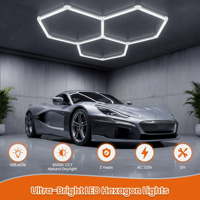 Plafonnier de garage hexagonal LED nid d'abeille 3CCT commutable 6500K 5000K 3500K, design modulaire DIY pour atelier de detailing automobile