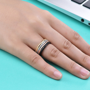 Four Color Geometric Stainless Steel <b>Ring</b> 8mm Minimalist Design For Gift - Product Image 4