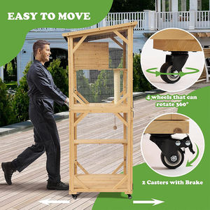 WDF yüksek kaliteli ahşap hayvan yuva dayanıklı Pet ev kafes tekerlekler ile pencere bağlanmak çıkarılabilir Catio açık kedi muhafaza - Product Image 4