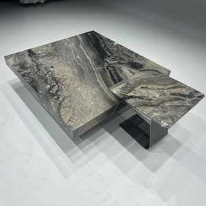 Table basse contemporaine élégante Table basse carrée en pierre de marbre des Alpes Table basse nordique chinoise pour la maison de luxe - Product Image 3