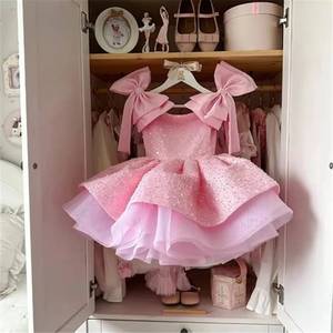<span class=keywords><strong>Robe</strong></span> de <span class=keywords><strong>princesse</strong></span> en tulle <span class=keywords><strong>rose</strong></span> scintillant pour hôtesse de 2 à 10 ans, idéale pour récital de piano et fête d'anniversaire, avec jupe superposée à sequins - Product Image 3