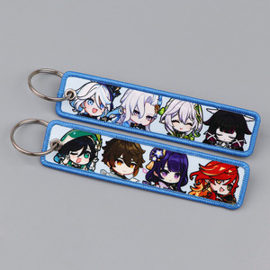 Hotsale 10 Styles <b>Anime</b> Embroidery <b>Keychain</b> Woven Label Keyring Salorr Moom Hanter Hawk Pendant Accessories Wholesale - Product Image 5