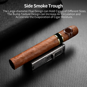 CIGARLOONG Cenicero portátil <span class=keywords><strong>de</strong></span> aleación tipo V con cortador <span class=keywords><strong>de</strong></span> cigarrillos, juego <span class=keywords><strong>de</strong></span> tres encendedores <span class=keywords><strong>de</strong></span> punzonado recto, caja <span class=keywords><strong>de</strong></span> regalo retro, tres juegos - Product Image 5
