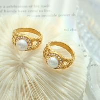 Bague en perle d'eau douce à bas prix, bague en zircon, acier inoxydable plaqué or 18 carats, bagues tendance pour femmes
