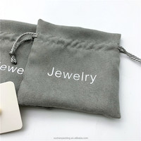 Argent estampage daim cadeau cordon sac bijoux boucle d'oreille sac de rangement Faux daim pochette pour bijoux/montre/lunettes/rasoir