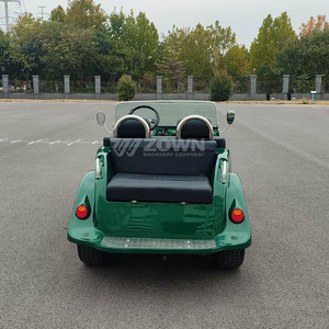 Voiture électrique vintage à deux places, toit ouvert, vert foncé, pour le transport touristique dans les stations balnéaires - Product Image 2