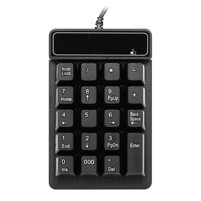 Laptop PC Keyboard Compact 19 Key USB Wired Numeric Keypad Mechanical Feel Waterproof Split Design Number Pad