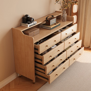 Nordic Solid Wood <b>Chest</b> Of Drawers 8 Drawer Minimalist Modern Dresser For Living Room Bedroom <b>Storage</b> Cabinet Birch Wood - Product Image 2